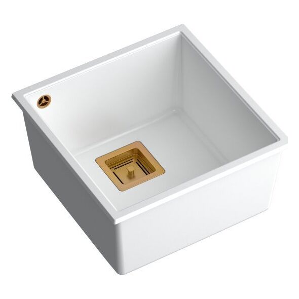 Zlewozmywak Quadron DAVID 40 GraniteQ snow white/elementy miedziane