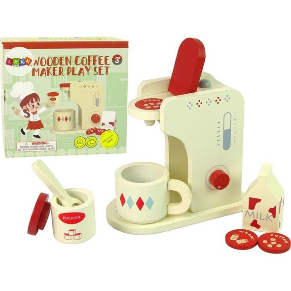 LeanToys Drewniany Ekspres do Kawy Akcesoria Kuchnia Dzieci