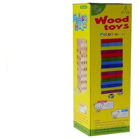 LeanToys Gra Zręcznościowa Wieża  Drewniana 48 Klocków