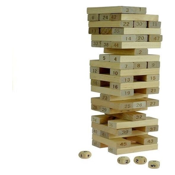 LeanToys Gra Zręcznościowa Wieża  Drewniana 48 Klocków