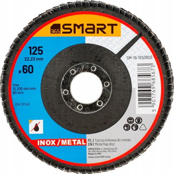 Smart tarcza listkowa inox/ metal 125mm gr 60 smart