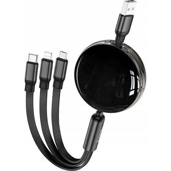 Kabel USB Hoco HOCO kabel 3w1 USB A do Lightnig / Micro USB / Typ C 2A X78 1 m czarny