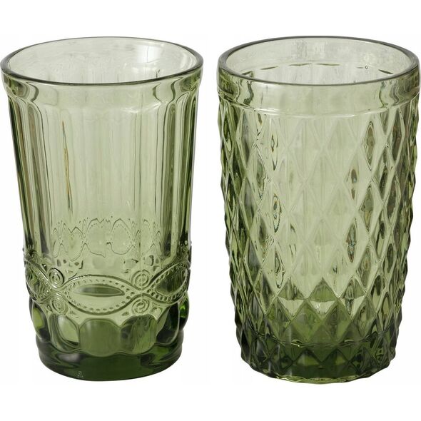 Ozdobna szklanka z zielonego szkła, AURORA, 300 ml