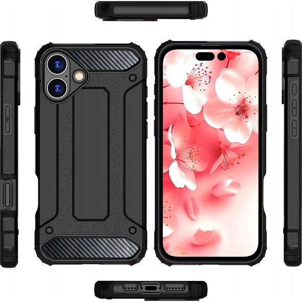 Etui Hybrid Armor pancerne na iPhone 16 Plus - czarne