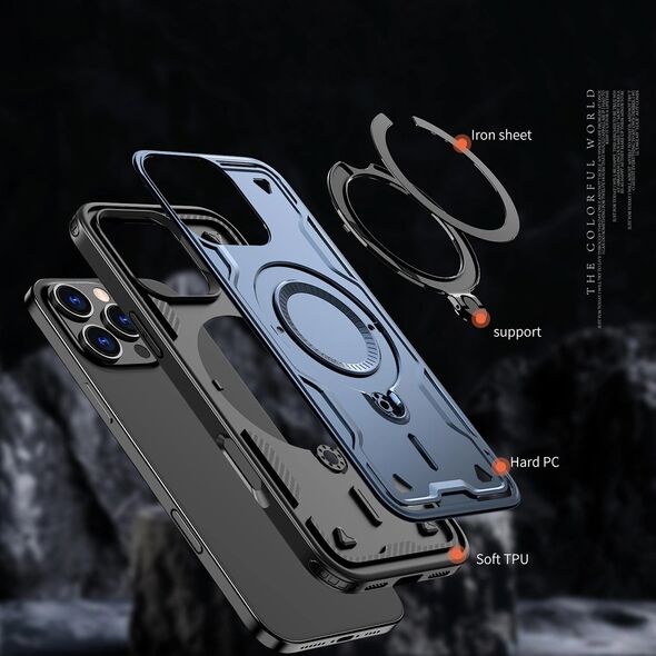 Etui Hybrid Armor Trendy z MagSafe na iPhone 16 Pro  - niebieskie