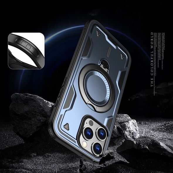 Etui Hybrid Armor Trendy z MagSafe na iPhone 16 Pro  - niebieskie