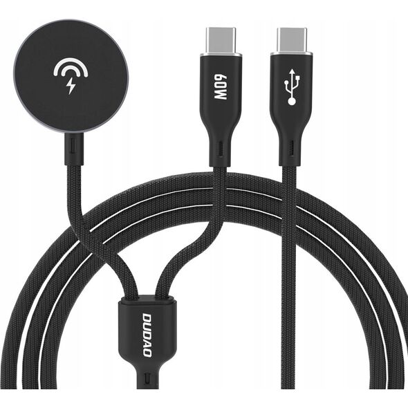 Ładowarka 2 w 1 Dudao A12MaxC PD60W do Apple Watch / USB-C - czarna