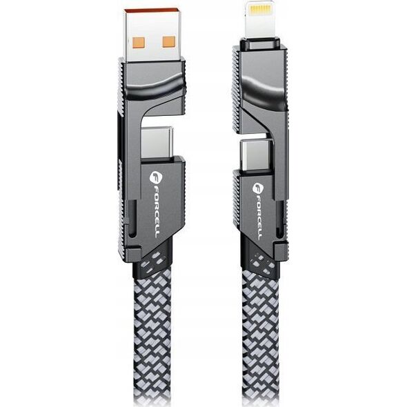 Καλώδιο ForCell FORCELL F-ENERGY C241 4 σε 1 Τύπος C / USB A έως Τύπος C / Lightning QC PD 3A 60W 1 m χρώμιο 14393248 5903400000000