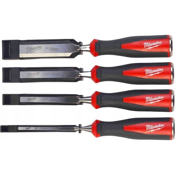 Sourcing MILWAUKEE WOOD CHISEL SET 4 pcs. WITH CHAMFERED EDGE (6, 12, 19, 25 mm)