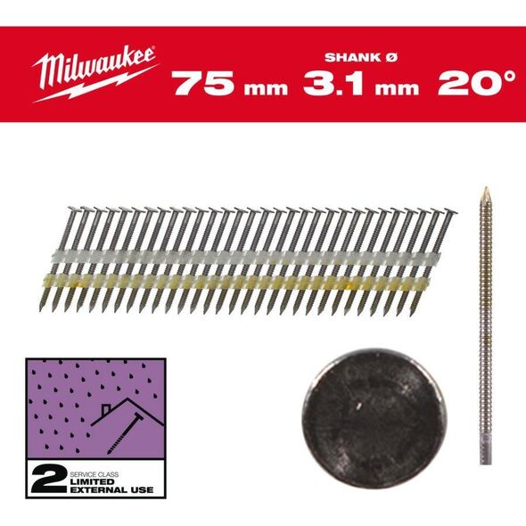Milwaukee MILWAUKEE GWOŹDZIE PIERŚCIENIOWE 2.8 x 75mm /1750szt. DO M18 FFN21 GALWANIZOWANE