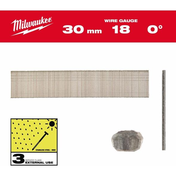 Milwaukee MILWAUKEE SZTYFTY INOX 18G/30mm /5000szt. - M18FN18GS