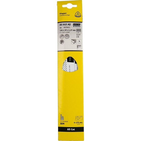 Klingspor KLINGSPOR RECIMER SAW LADE 230x19x1,27mm RS 953 AQ /5 τεμ. 14046375 4014855939954