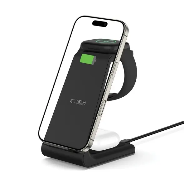 Tech-Protect QI15W-A36 3in1 Wireless Charger For Apple Black