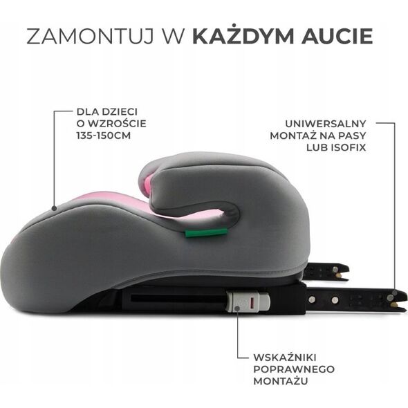 Fotelik samochodowy KinderKraft Kinderkraft fotelik samochodowy I-BOOST różowy