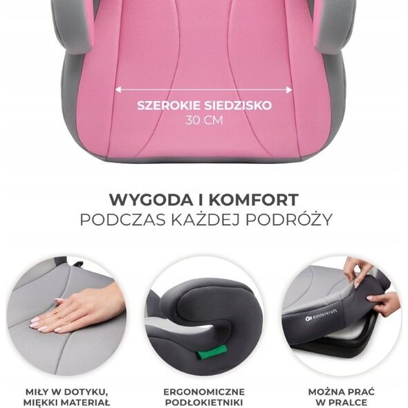 Fotelik samochodowy KinderKraft Kinderkraft fotelik samochodowy I-BOOST różowy