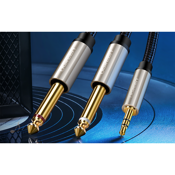 Kabel Ugreen Jack 3.5mm - Jack 6.3mm x2 2m szary (10615)