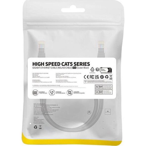 Baseus Kabel sieciowy Baseus Ethernet CAT5, 0,5m (czarny)