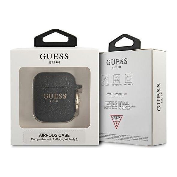 Guess Etui ochronne GUA2SGGEK Silicone Glitter do AirPods 1/2 czarne