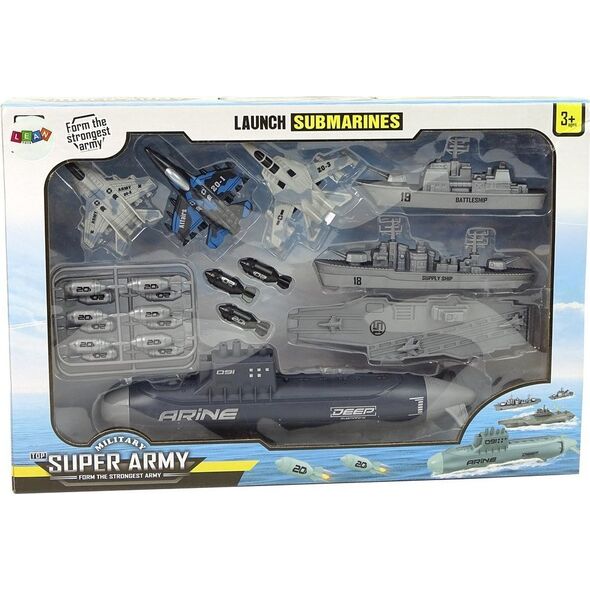 LeanToys Zestaw Armii Morskiej Okrętowa Baza Wojskowa Odrzutowce Bomby Wyrzutnia