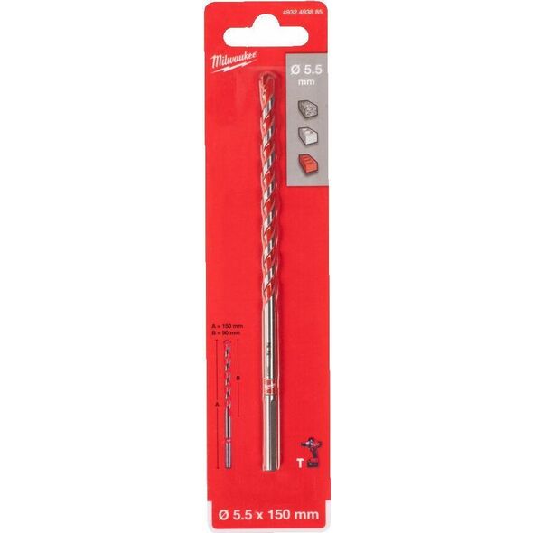 Wiertło Milwaukee MILWAUKEE WIERTŁO DO BETONU TCT  5,5x150mm PREMIUM