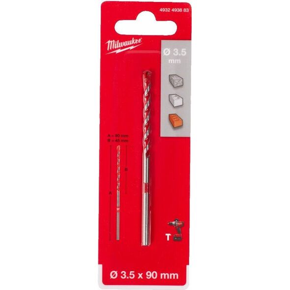 Wiertło Milwaukee MILWAUKEE WIERTŁO DO BETONU TCT  3,5 x 90mm PREMIUM