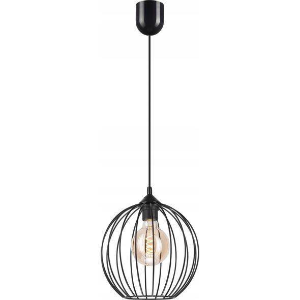 Κρεμαστό φωτιστικό Lamkur Lamkur Zoya 45160 κρεμαστό φωτιστικό προεξοχή σύγχρονο πατάρι μεταλλικό κλουβί 1x60W E27 μαύρο 13940461 5907687445160