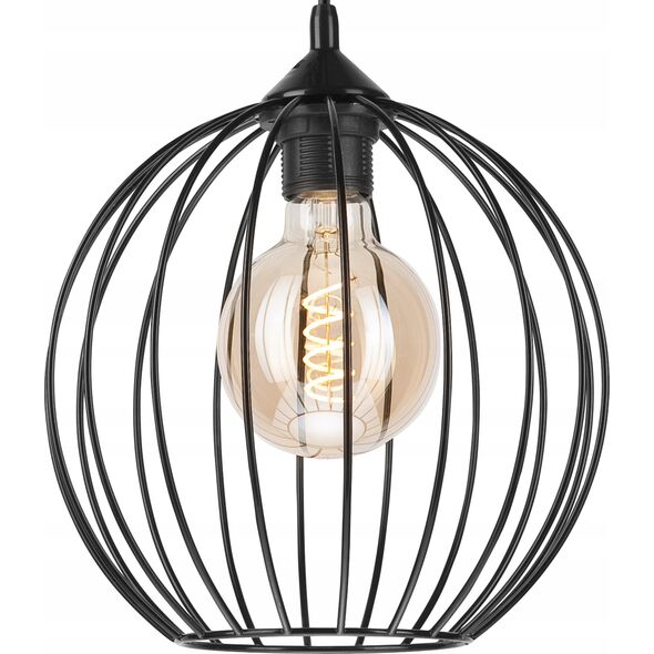 Κρεμαστό φωτιστικό Lamkur Lamkur Zoya 45160 κρεμαστό φωτιστικό προεξοχή σύγχρονο πατάρι μεταλλικό κλουβί 1x60W E27 μαύρο 13940461 5907687445160