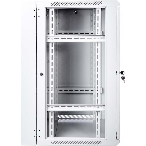 Digitus Szafa sieciowa wisząca 19" 18U rack 600x600, drzwi szyba, szary, dzielona, złożona, 60kg