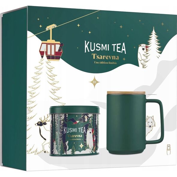 Kusmi Tea - Zestaw Herbata Tsarevna 120g + Kubek z zaparzaczem