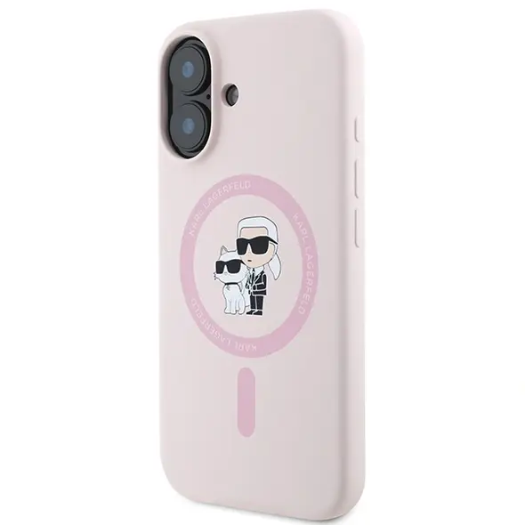 Karl Lagerfeld case for iPhone 16 Plus 6,7&quot; KLHMP16MSCMKCRHP pink hardcase Silicone KC Heads Ring MagSafe 3666339318772