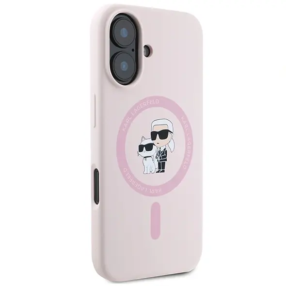 Karl Lagerfeld case for iPhone 16 Plus 6,7&quot; KLHMP16MSCMKCRHP pink hardcase Silicone KC Heads Ring MagSafe 3666339318772