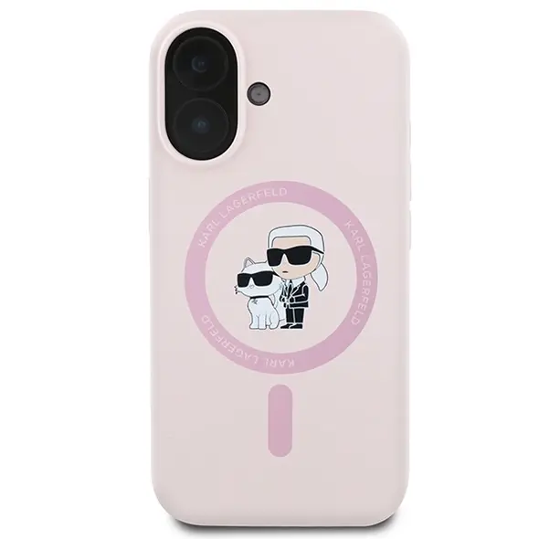 Karl Lagerfeld case for iPhone 16 Plus 6,7&quot; KLHMP16MSCMKCRHP pink hardcase Silicone KC Heads Ring MagSafe 3666339318772