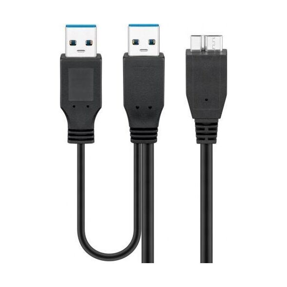 Kabel USB Goobay 2x USB-A - micro-B 0.3 m Czarny (JAB-1880953)