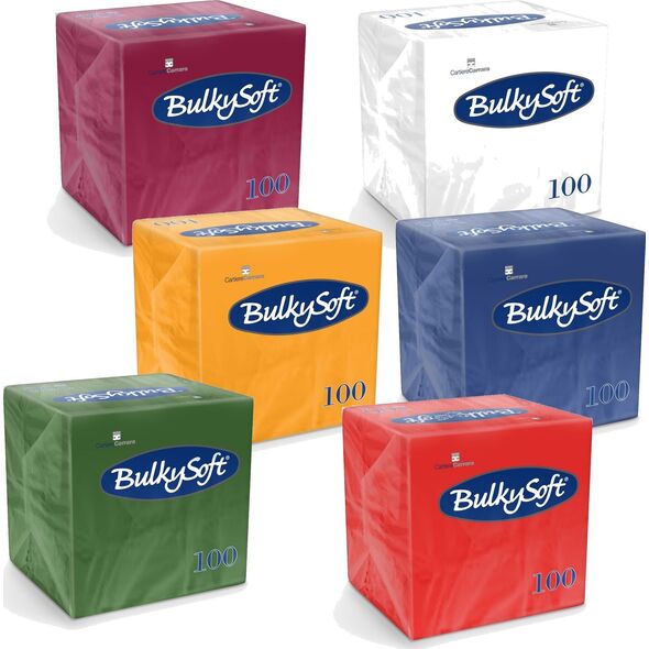 Bulkysoft Serwetki BulkySoft 24x24cm 2w celulozowe zielone (100), ZIELONY