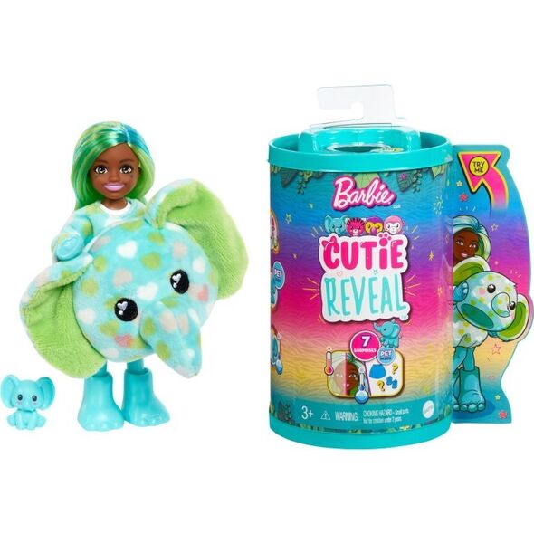 Lalka Barbie Mattel MATTEL  BARBIE Cutie Reveal Lalka Chelsea SŁOŃ Dżungla HKR13