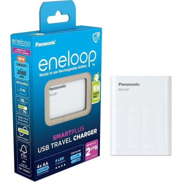 Ładowarka Panasonic Eneloop Smart Plus USB Travel BQ-CC87 (K-KJ87MCD40USB)