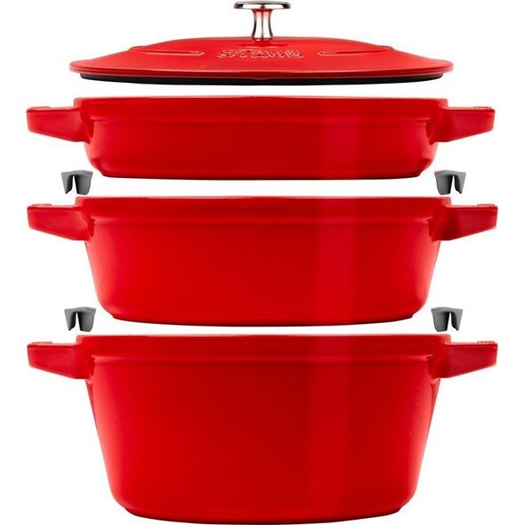 Zwilling Zestaw 3 naczyń żeliwnych z pokrywką STAUB 40508-387-0 - czerwony 24 cm