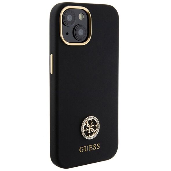 Guess GUHCP15SM4DGPK Apple iPhone 15 hardcase Silicone Logo Strass 4G black