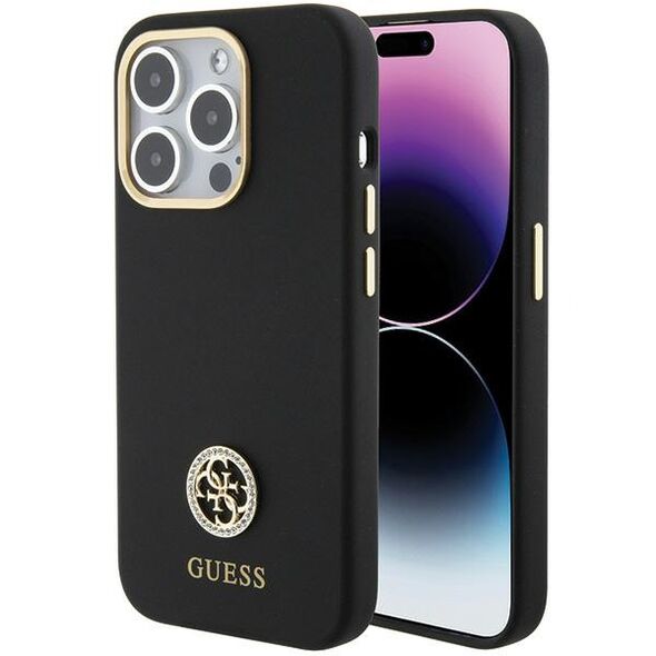 Guess GUHCP15LM4DGPK Apple iPhone 15 Pro hardcase Silicone Logo Strass 4G black