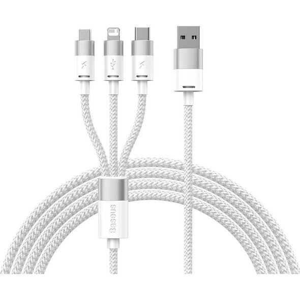 Kabel USB Baseus USB-A - microUSB + Lightning 1.2 m Biały (BSU3940)