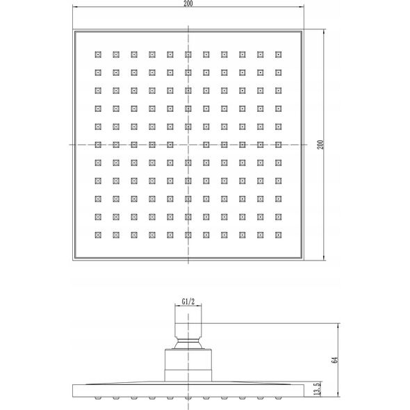 Deszczownica DESZCZ.KW.20.CZ DESZCZOWNICA KWADRATOWA CZARNA 20 CM // N.H.DESZ-20-KWAD-CZARNA