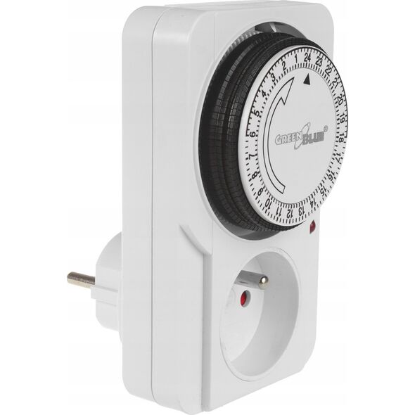GreenBlue Włącznik czasowy - timer mechaniczny GreenBlue, 48 programów, max. obciążenie 16A, IP20, GB360 E