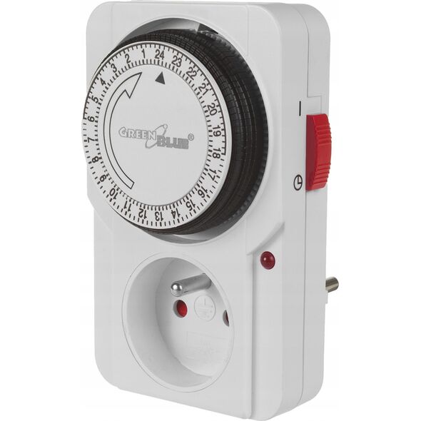 GreenBlue Włącznik czasowy - timer mechaniczny GreenBlue, 48 programów, max. obciążenie 16A, IP20, GB360 E