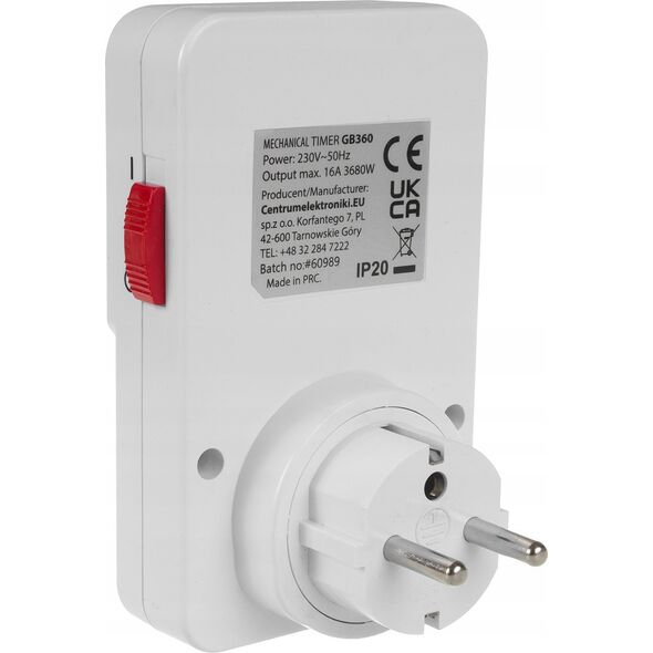 GreenBlue Włącznik czasowy - timer mechaniczny GreenBlue, 48 programów, max. obciążenie 16A, IP20, GB360 E