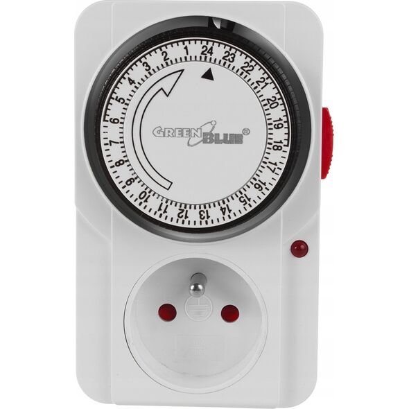 GreenBlue Włącznik czasowy - timer mechaniczny GreenBlue, 48 programów, max. obciążenie 16A, IP20, GB360 E