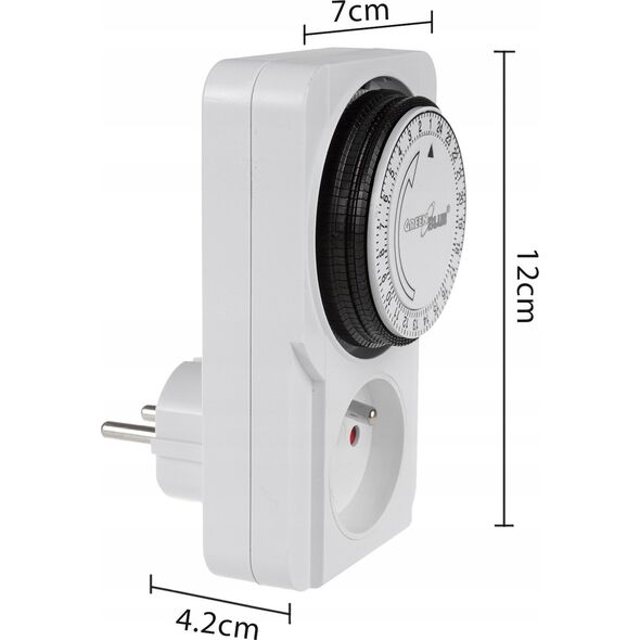 GreenBlue Włącznik czasowy - timer mechaniczny GreenBlue, 48 programów, max. obciążenie 16A, IP20, GB360 E