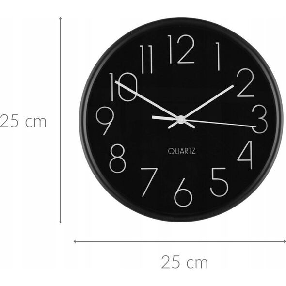 Prosty zegar ścienny, Ø 25 cm
