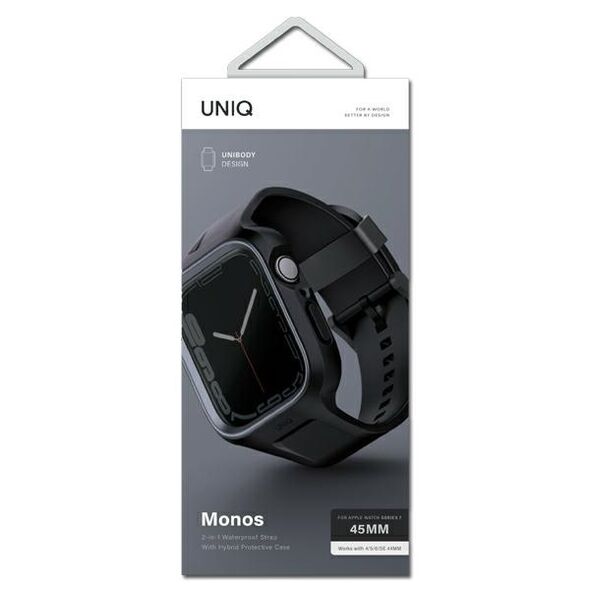 Belt + case UNIQ Monos 2in1 Apple Watch 4/5/6/7/8/9/SE 44/45mm black/midnight black