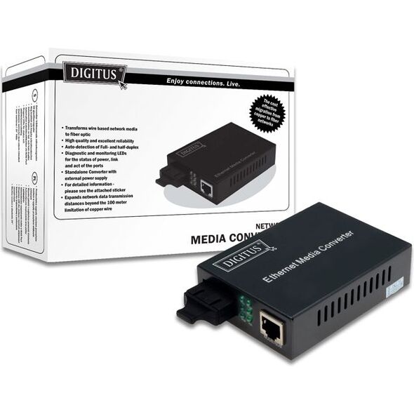 Konwerter światłowodowy Digitus 100BaseTX do 100BaseFX SC DN-82020 (A-DN-82020)