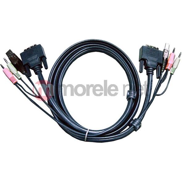Aten Kable KVM, 1.8m, Czarny (2L7D02U)